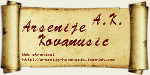Arsenije Kovanušić vizit kartica